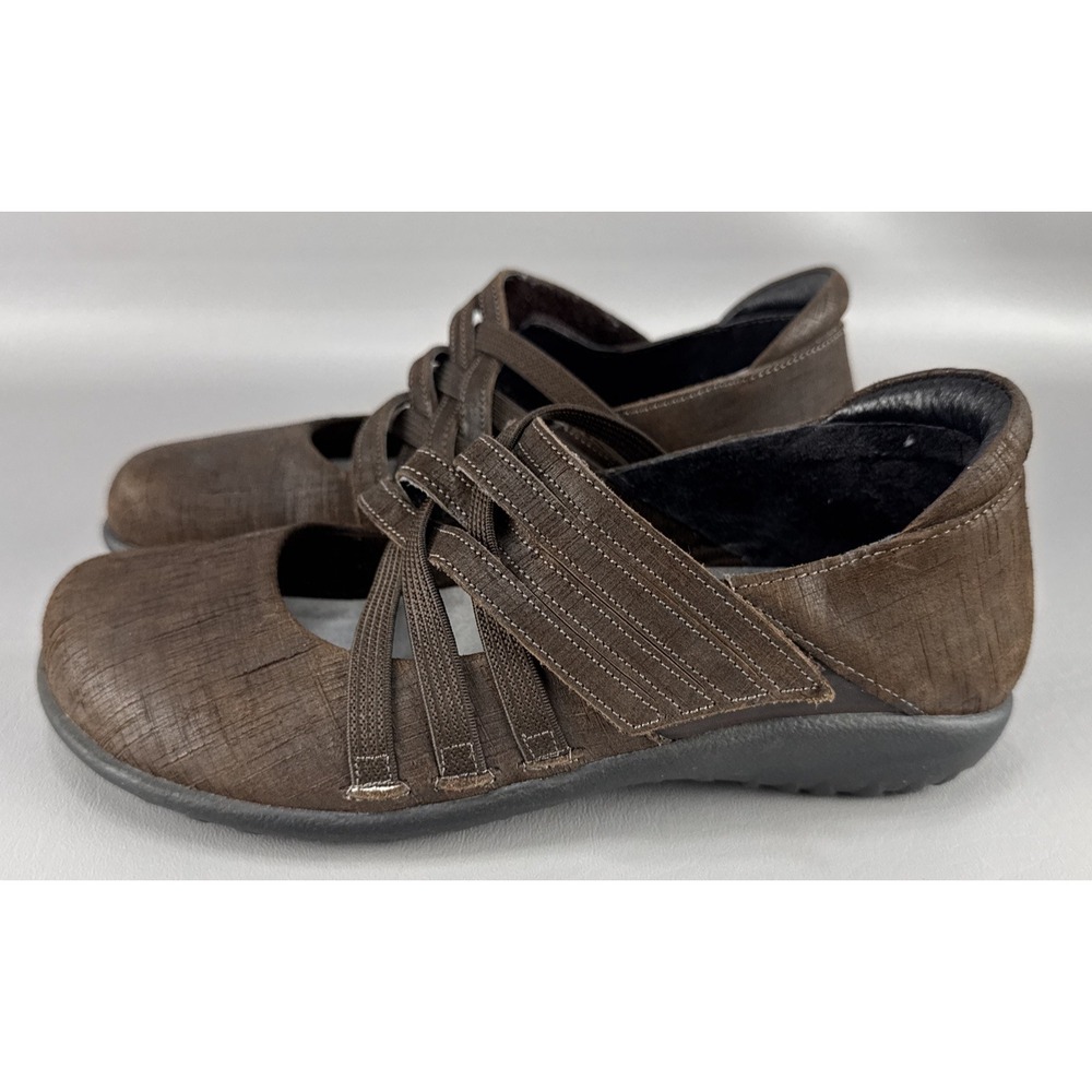 Naot Kawaka Shoes Womens Sz 37 / US‎ 6 Brown Mary Jane Slip On Comfort Hook Loop